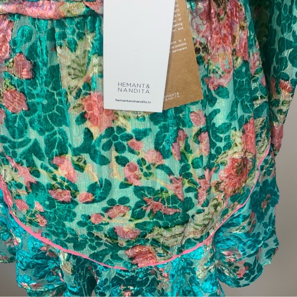 Hermant & Nandita Revolve Velvet Floral Metallic One Shoulder Mini Dress - Picture 13 of 16